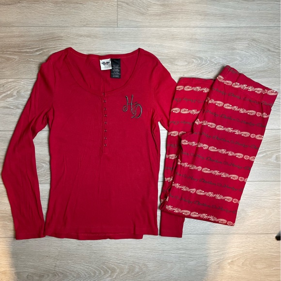 Harley-Davidson Red Pajamas Set Size Med - Picture 1 of 13